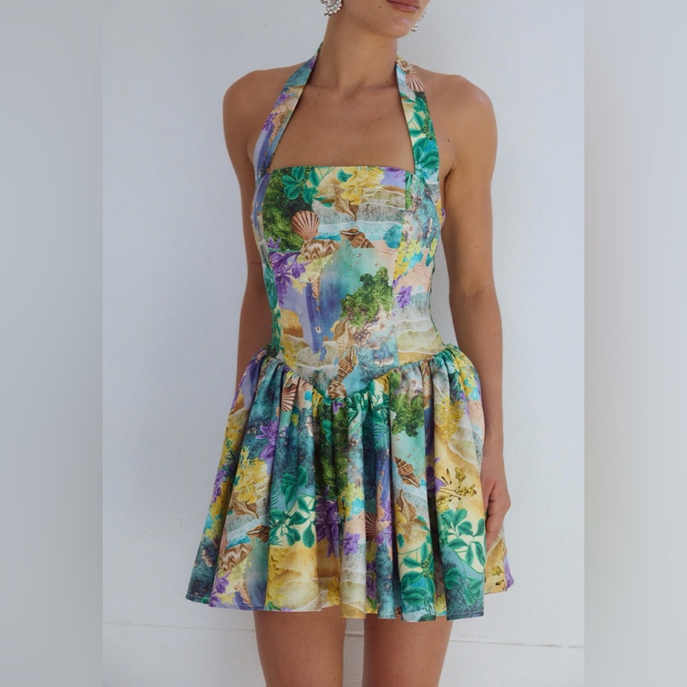 Esme Print Halter Neck Mini Dress